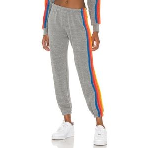 AVIATOR  NATION 5 Stripe Sweatpant in Heather Grey & Neon Rainbow-S